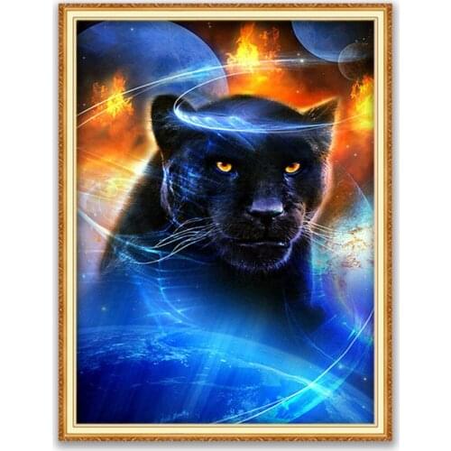 Animal Black Panther DIY Cross Stitch 11CT Embroidery Kits Craft Needlework Set Cotton Thread Printed Canvas Home Decoration New