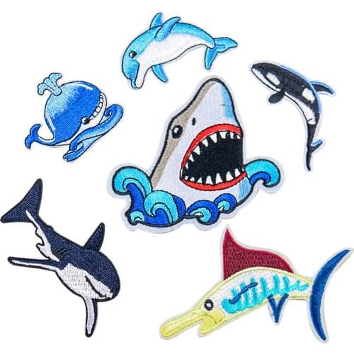 Animal World Shark Whale Dolphin Dogfish Patch DIY Accessories for Clothes Cute Iron on Patch Accessories for Baby Clothes