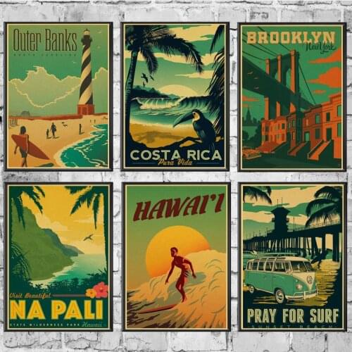 Landscape San Francisco Hawaii Poster Wall Stickers Vintage Poster Prints High Quality For Bar And Home Decor