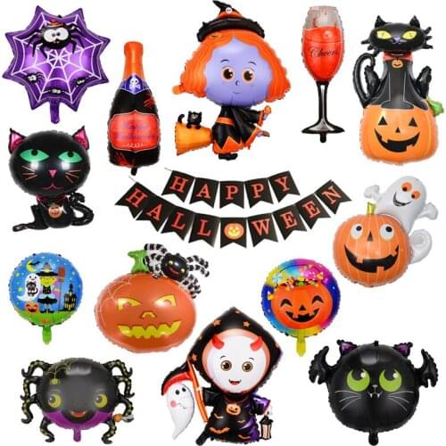 New Halloween Witch Ghost Balloons Spooky Spirits Spider Foil Balloons Inflatable Toys Halloween Party Supplies