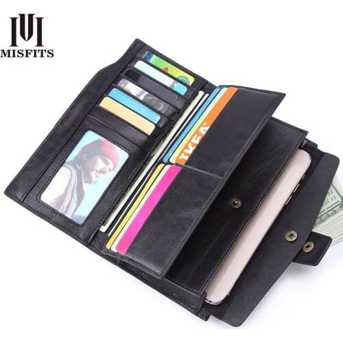 New long wallet men genuine leather brand casual clutch wallet male cell phone clutch bag card holder purse with zipper pocket