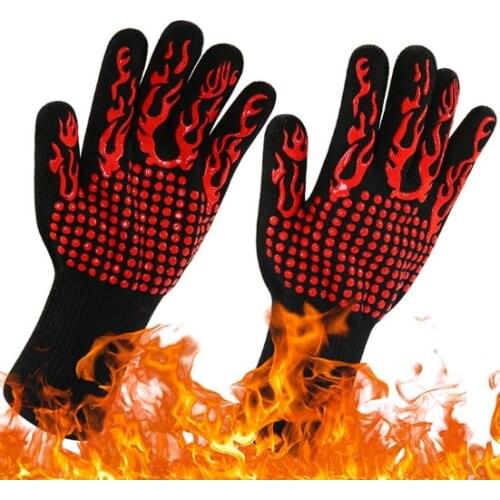 1PC Kitchen Fireproof Gloves Heat Resistant Thick Silicone Cooking Baking Barbecue Oven Gloves BBQ Grill Mittens