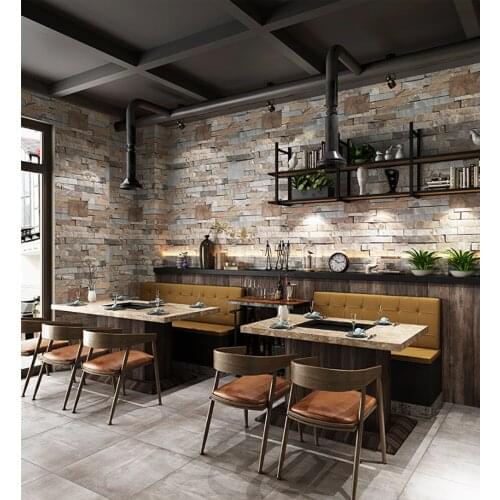 Q QIHANG Retro 3D Three-dimensional Simulation Brick Barber Shop PVC Wallpape Roll 0.53m*10m=5.3m2