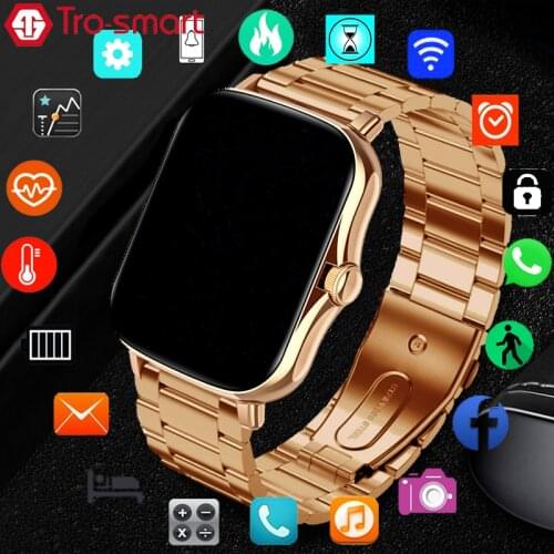 Luxury Stainless Steel Smart Watch Men Women Smartwatch For Android iOS Smart Clock Sport Waterproof Fitness Tracker Smart-Watch