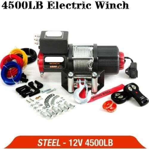RU electric winch 12V 4500lb remote control set heavy duty ATV trailer high strength steel electric winch