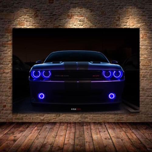 Supercar Dodge Challenger SRT Angel Lights Wall Art Posters and Prints Modern Canvas Paintings for Living Room Decor