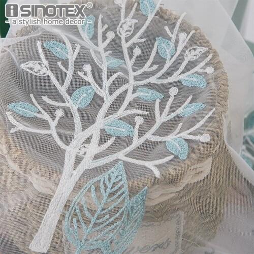 European Style Tulle Fabric Window Curtain Embroidered Design Voile Curtains Panel Modern Sheer Drape for Living Room Home Decor