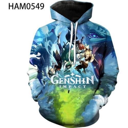 Genshin impact spring summer 3D printing comfortable personalized lightweight breathable sweatshirt for boys and girls