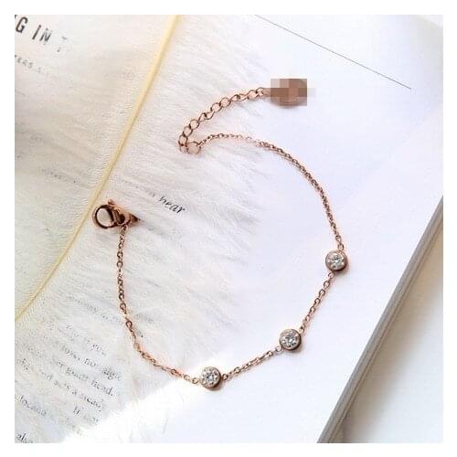 YUN RUO Fashion Brand Rose Gold Color Cubic Zircon Bracelet Charms 316L Stainless Steel Jewelry Woman Top Quality Prevent Fade