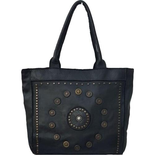 Woman`s leather bag Made in Italy Bottega Carele BC241black