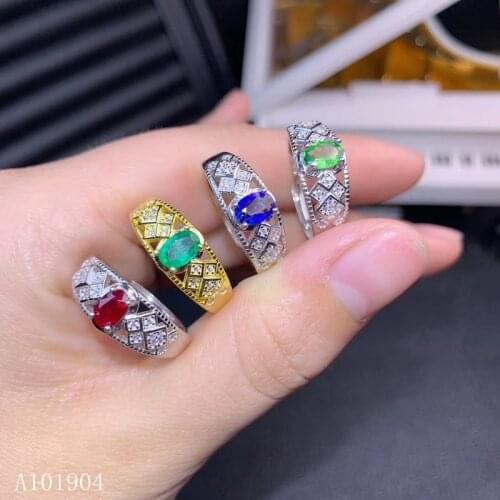 KJJEAXCMY boutique jewelry 925 sterling silver inlaid natural sapphire ruby emerald Shafolai female ring support detection