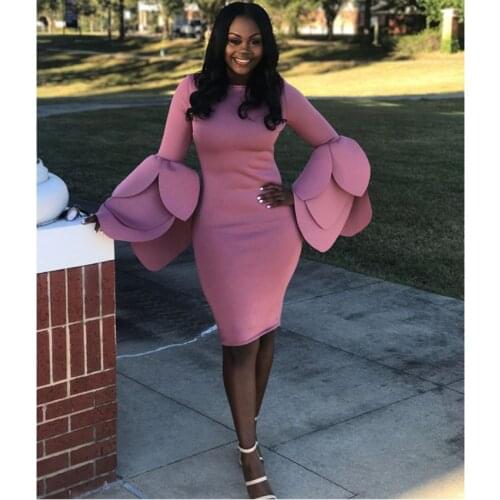 HIGH QUALITY Sale New Fashion 2021 Designer Runway Dress Womens Flare Sleeve Ruffle Bodycon Dress Club Party Vestidos