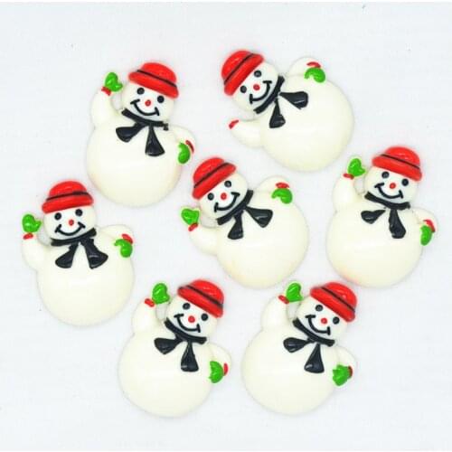 10PCS 23mmX31 Black Scraf Christmas Snowman Cabochons|Resin Christmas Scrapbooking Embellishments|Hair Bow Center Accessories