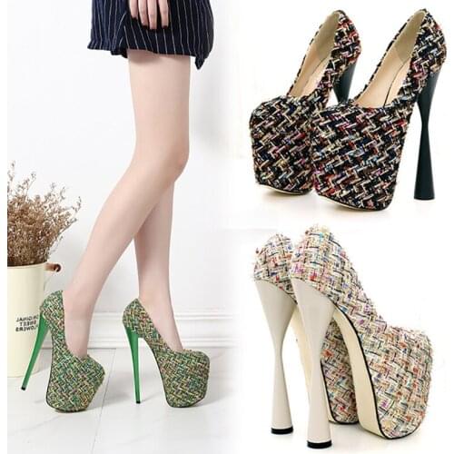 19CM Pumps Nightclub Models stripper heels Platform Elegant Mature Retro Party Sexy Fashion Show Pole dance New style Sweet