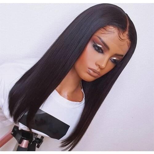 26 Inch Long 180%Density Synthetic Lace Front Wig for Black Woman Silky Straight Babyhair Preplucked Glueless Heat Resistant