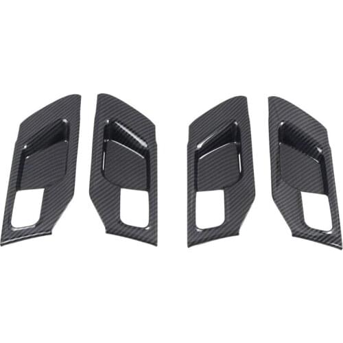 For Dodge Ram 1500 2019 2020 2021 Car Accessories Interior Side Door Handles Bowl Cover Trim ABS Carbon Fiber Grain 4PCS