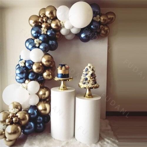 94Pc White Arch Garland Kit Birthday Balloons Set DIY Metallic Chrome Blue Gold Bridal Ballon Party Decoration Baby Shower Globo