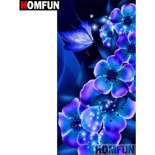 HOMFUN 5D Diy Diamond Painting Cross Stitch "Flower butterfly" Home Decor Full Rhinestones Inlay Diamond Embroidery A17103