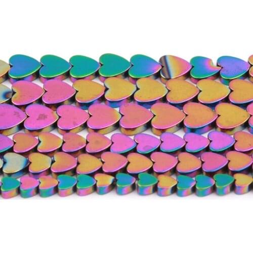 4/6/8/10mm Natural Hematite Beads Heart Multicolor Smooth Loose Stone Beads For DIY Necklace Bracelets Jewelry Making Strand 15"