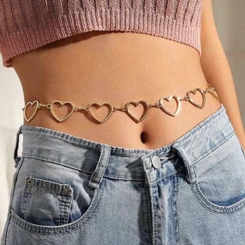 New Fashion Simple Gold Hollow Heart-shaped Adjustable Waist Chain Jewelrys Body Chains For Women Bohemia 2020 Chain Party Gift