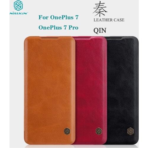 For OnePlus 7 Pro Flip Case OnePlus7 Cover Nillkin Qin Vintage Leather Flip Cover Card Pocket wallet For One Plus 7 Phone Bags