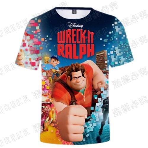 Wreck It Ralph T-shirt Mens clothes 3D Print Summer New Fashion Boy Girl Kids Anime t shirts Harajuku Women Short sleeve shirts