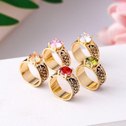 New Design Hawaiian Copper Ring Polynesian Samoa Purple CZ Stone Couple Finger Rings Fashion Zircon Wholesale Jewelrys for Women