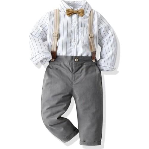 Newborn Suits Children Stripe T-Shirt Overalls Infant Clothing Set Baby Clothes Boys Jumpsuits 2020 Cotton Kids Baby Boy Romper