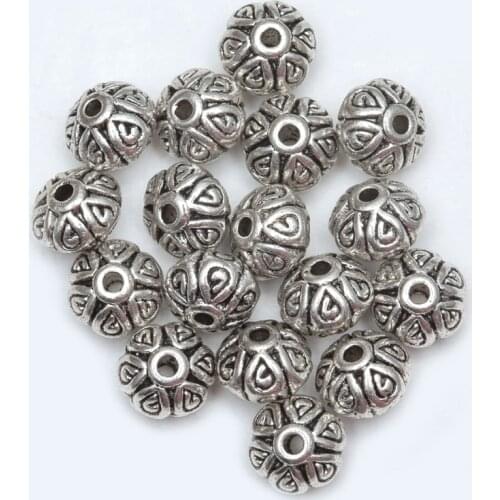 6/8mm Wholesale Factory Price Cone pattern 50pcs Antique Metal Silver Spacer Beads for Jewelry Making