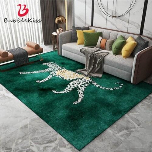 Bubble Kiss Nordic Style Polyester Carpets For Living Room Green Animal Pattern Carpet Simple Bedside Floor Mat Coffee Table Rug