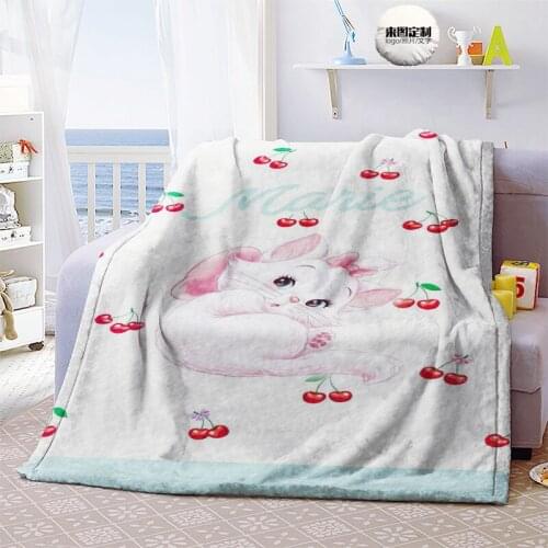 Cute Disney Marie Cat Flannel Blanket Disney Anime Throw Quilt Adult Student Air Conditioning Nap Bath Towel Baby Girls Kids