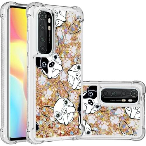 Cute Painted Quicksand Glitter Case For Xiaomi Mi Note 10 Lite Shockproof TPU Bumper Protection Cover Cartoon Cases