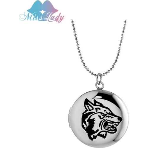 Miss Lady New Crystal Cheap Floating Locket Necklace Pendant Fashion Wolf Head Photo Frame Necklace For Women Men MLY93N