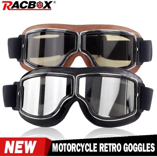 Motorcycle Goggles Universal Motorbike Glasses Helmet Goggles Adjustable ABS PC Leather For Motorcycle Driver Scooter Biker