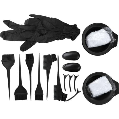 Hair Dye Coloring Kit Hair Tinting Bowl Dye Brush Ear Cover Gloves for Home Professional DIY Salon Hair Coloring Bleaching Tools