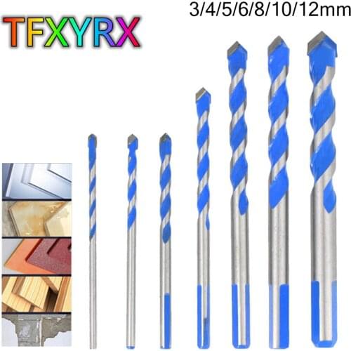3 4 5 6 8 10 12mm Multi-functional Glass Drill Bit Set Triangle Bits for Ceramic Tile Concrete Brick Metal Stainless Steel Wood