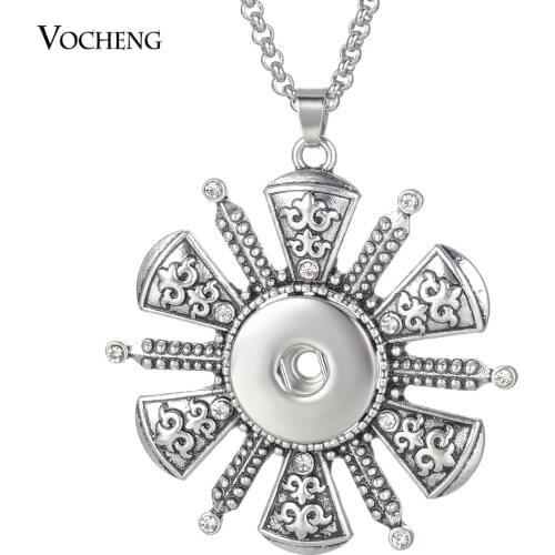 Stainless Steel Flower Pendant Necklace Fits 18mm Gingersnaps NN-678
