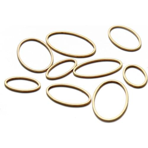 Stainless Steel Hollow Thin Line Oval Charm Metal Gold Color Earring Necklace Bracelet Finding DIY Jewelry Accessories 50pcs