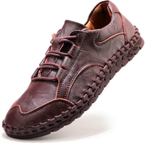 New Brand Spring/Autumn Handmade Comfortable Men Loafers High Quality Soft Genuine Leather Shoes Men Flats Driving Shoes R1-02