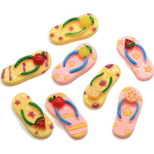 New Fruit Decor Flip Flops Resin Flatback Cabochons Colorful Filp Flop Slipper Shape Flat Back Resin Craft Jewelry Making DIY