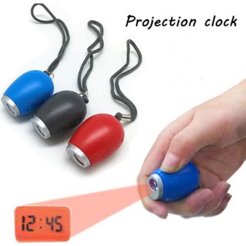 Portable Digital Projection Alarm Clock Key Chains Mini Projector LED Clock Carry Time Flashlight Clock Hanging Rope Table Decor