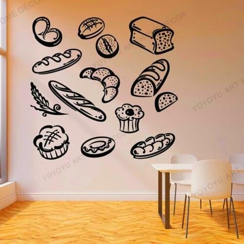 Self-adhesive Bread Snack Wall Decal Bakehouse Baking Product Dessert Kitchen Restaurant Decor Window Vinyl Sticker Mural rb365