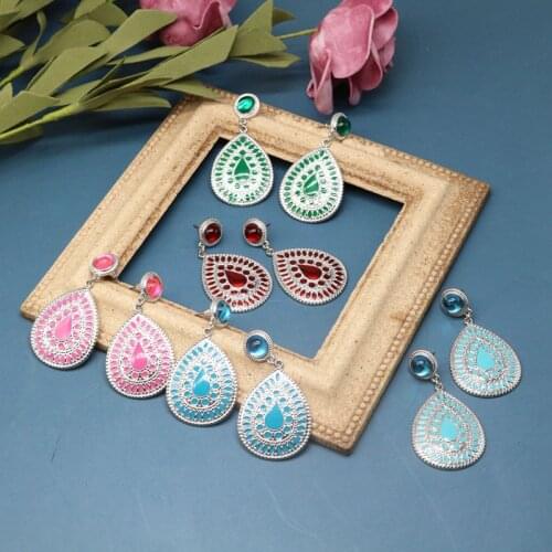 Teardrop Earrings Stud Enamel Party Modern New