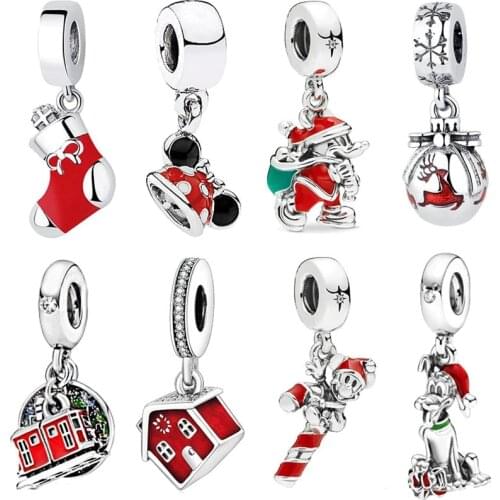 Merry Christmas Santa s925 Silver Charms Beads Pendant Fit Original Charms Bracelets for Necklace Women Girl Jewelry Gift