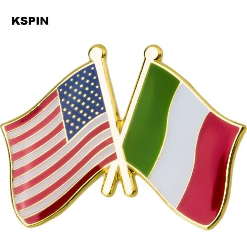 U.S.A Italy Friendship Flag Lapel Pin Badges for Decorative Icon Backpack