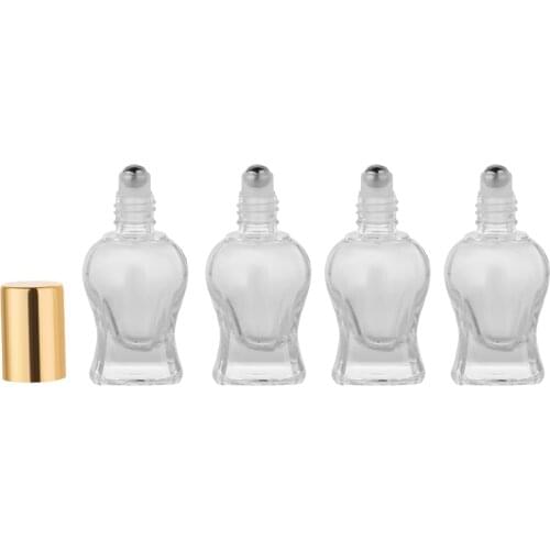 10ml Glass Roll-on Steel Ball Transparent Fishtail Bottle Refillable Essential Oil Bottle Empty Containers Travel Perfume Bottle