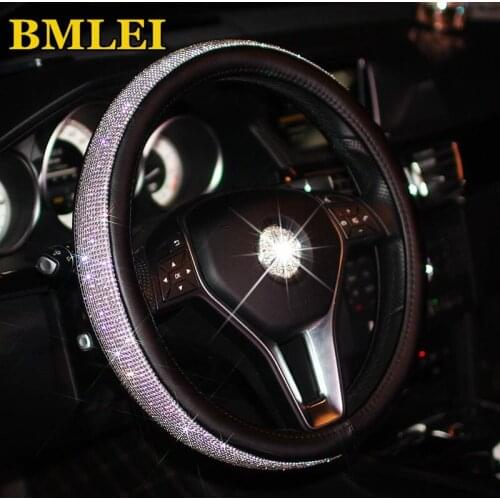 Rhinestone crystal car steering wheel cover