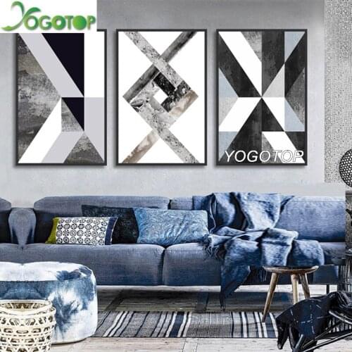 Triptych diamond Embroidery DIY Diamond Painting Full mosaic Abstract Geometric Canvas Painting Black and White 3pcs ML1255