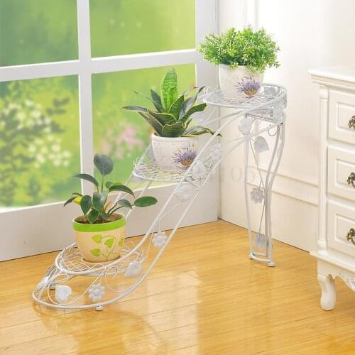 Iron Flower Stand Multi-layer Pot Rack Indoor And Outdoor Living Room Balcony High Heels Creative Flower Shelf Green Rose Hangin