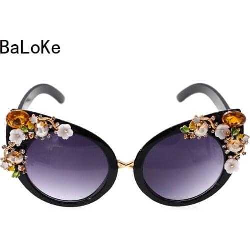 Baroque Retro Trend Women Ladies Oversize Rhinestone Cat Eye Sun Glasses Brand Designer Elegant Hand Made Sunglasses